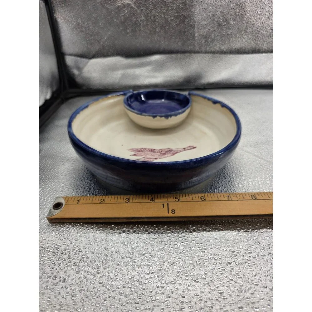 Hummingbird Ceramic Serving Bowl With‎ Built-In Dip Cup by Cindy Gilbride
